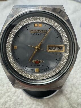 Citizen Silver and Grey Automatic Watch with Gold Accents